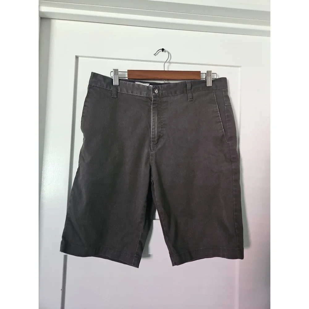 Volcom Frickin Modern Stretch Chino Shorts 33 Charcoal Gray Skate Casual Workwea